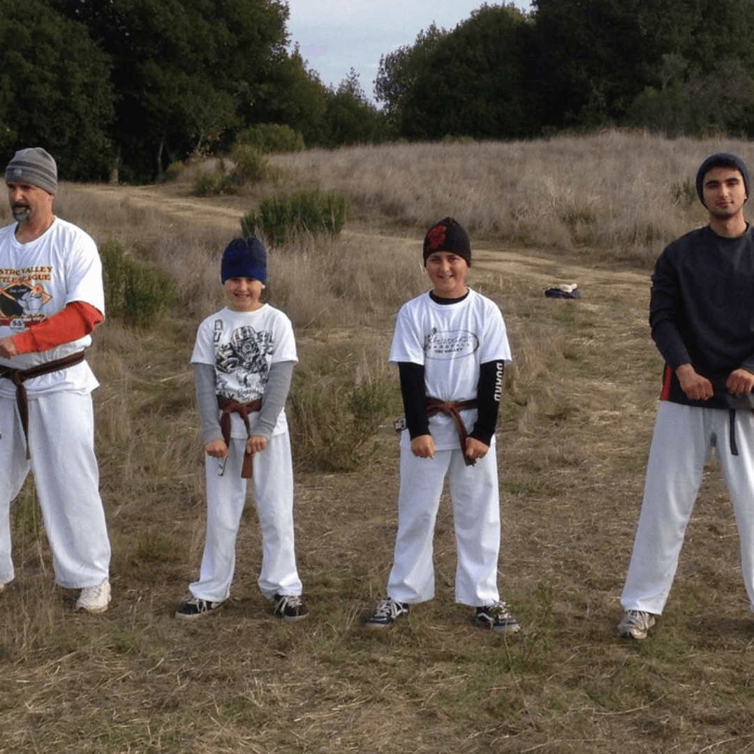Students of Mountain Karate, Castro Valley, in the yoi position.